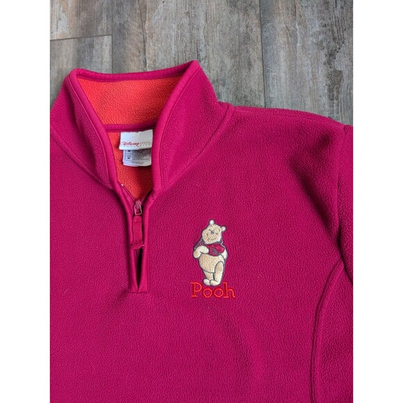 VINTAGE DISNEY Winnie the Pooh Raspberry Pink Fleece Pullover Jacket Medium VTG - Picture 3 of 7